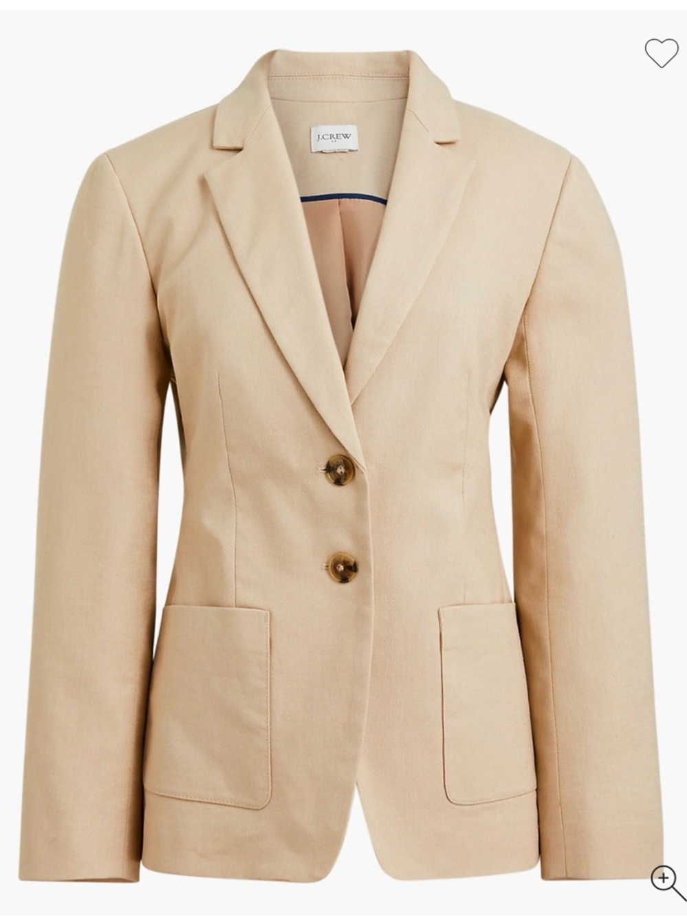 J. Crew Tan Khaki Single-Breasted Linen Blend Schoolboy Pocket Blazer